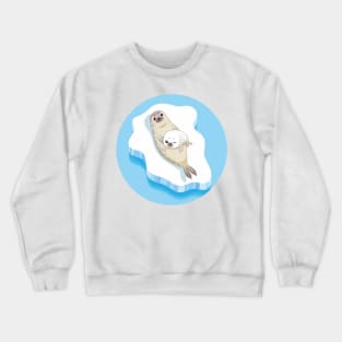 Cute seals family cartoon character design. vector Illustration. Crewneck Sweatshirt